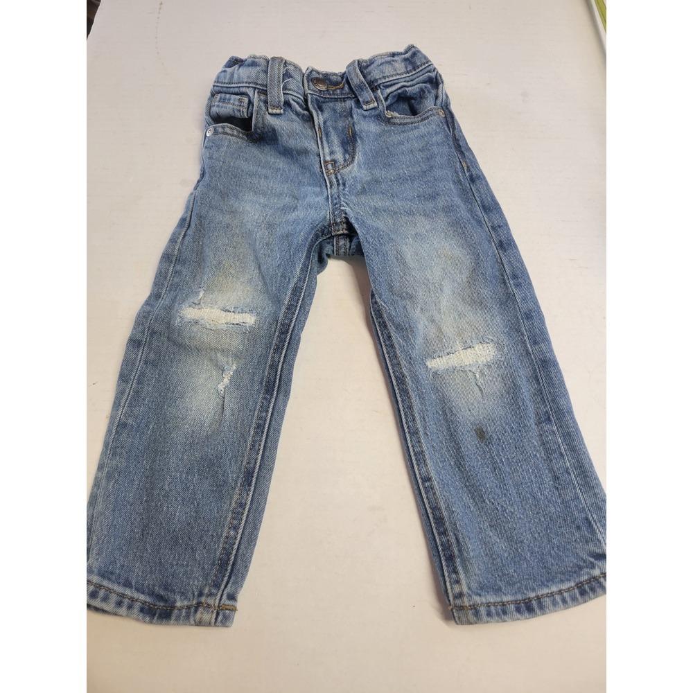 Old Navy Toddler Boys Light Wash Distressed Straight Leg Jeans‎ Size 2T Blue